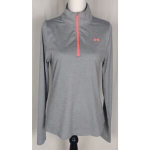 Under Armour 1/4 Zip Shirt Womens M Large Semi-Fitted‎ Grey Long Sleeve HeatGear